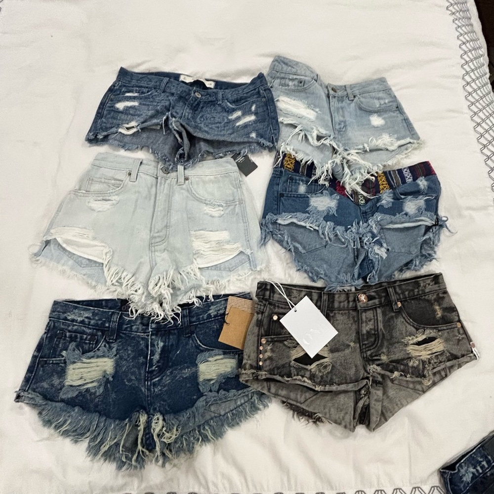 Jean denim shorts lot of 6 pairs- one teaspoon, Abercrombie